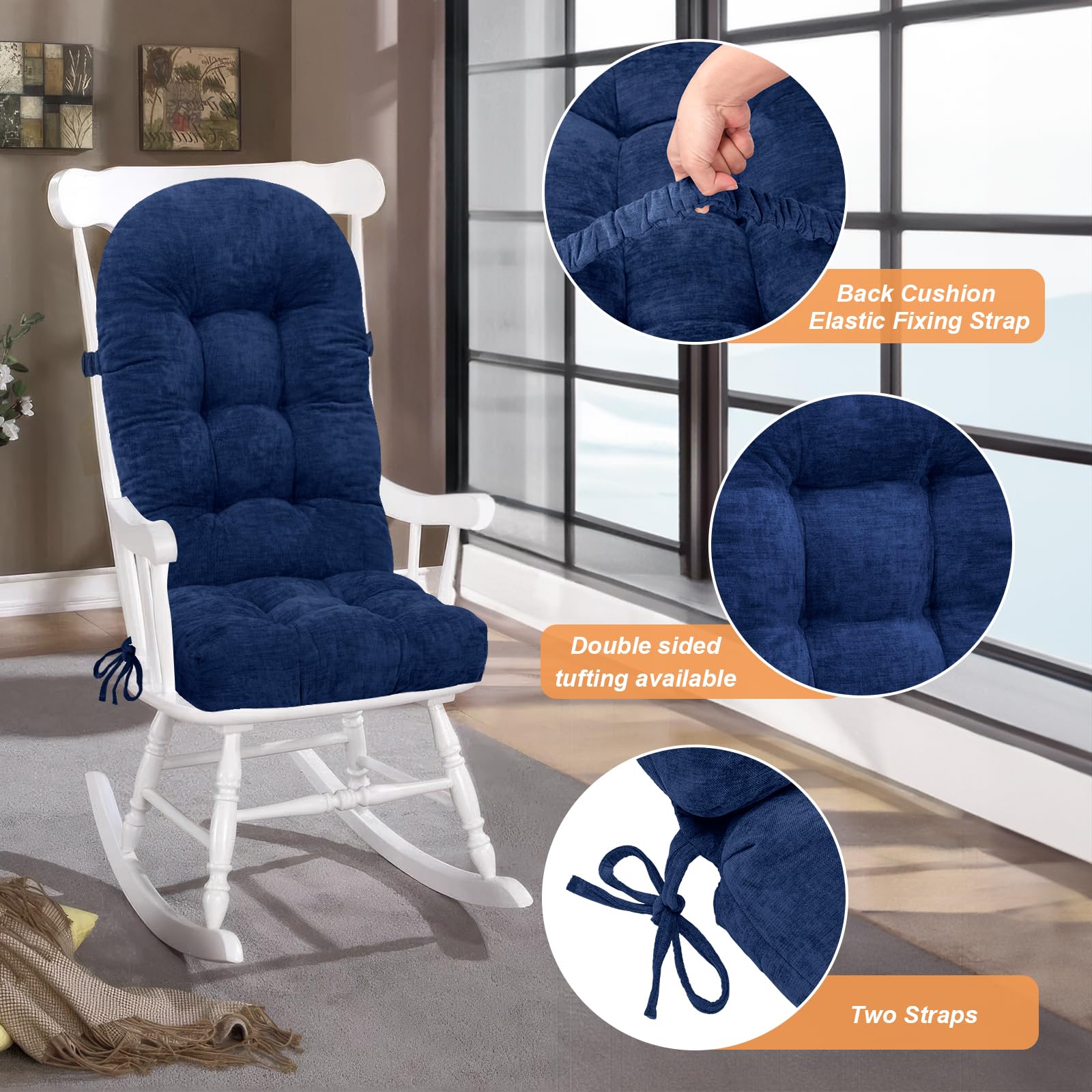 ROFIEJOX close-up of cobalt chenille fabric highlighting soft breathable texture