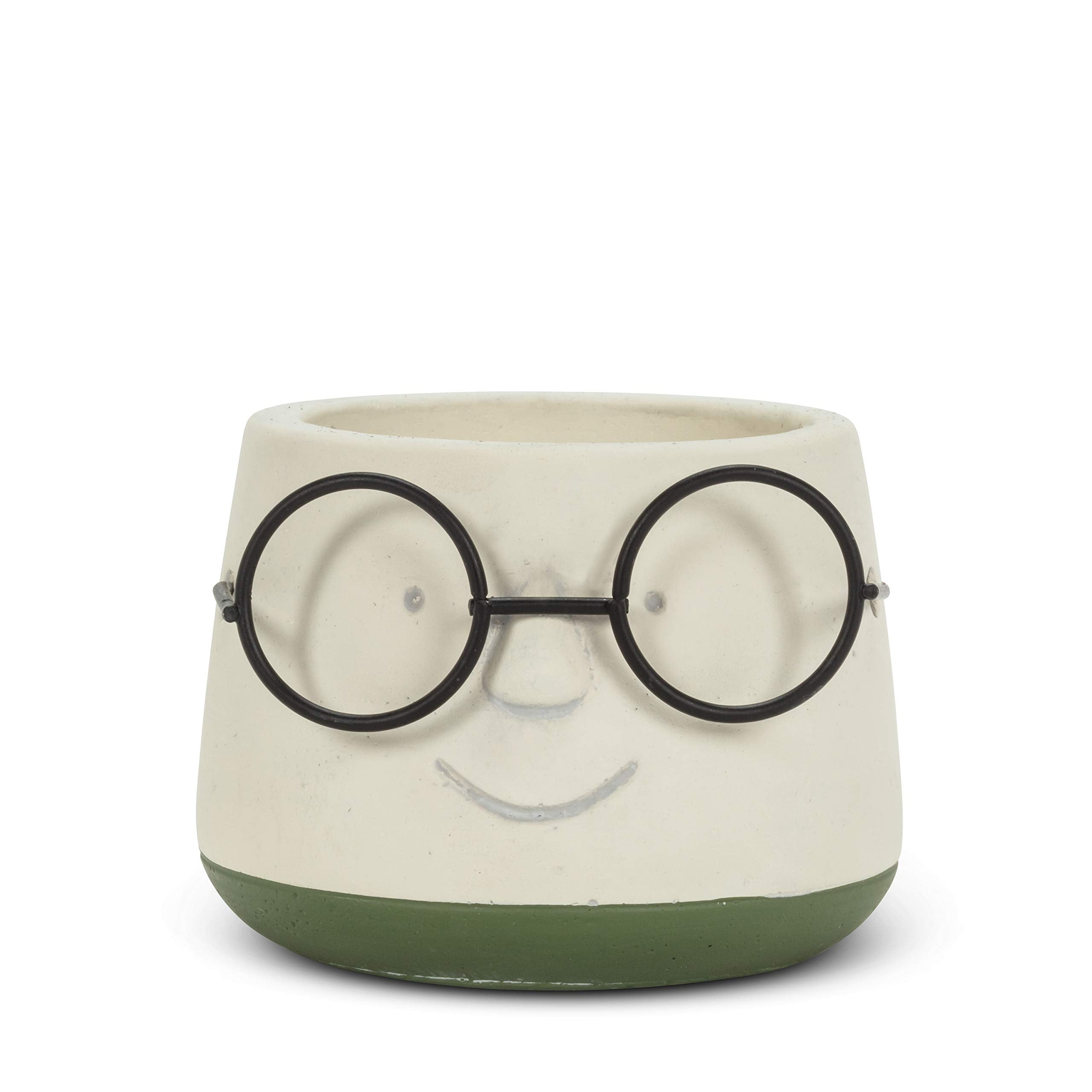Abbott Collection face planter front view showing ivory finish and green accents for cheerful decor