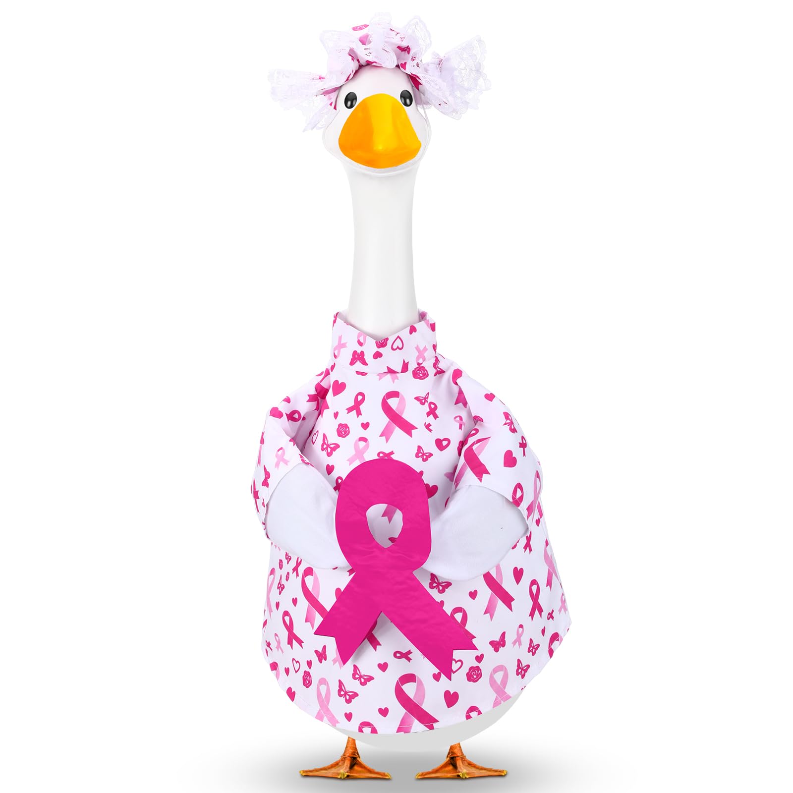 Abbylike front view of the pink ribbon outfit showing bright awareness design and curb appeal