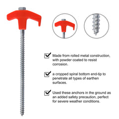 ABCCANOPY anchor inserted in ground with ruler for scale, clear depth and hold benefit