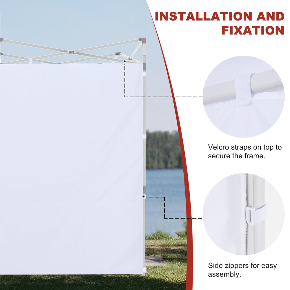 ABCCANOPY sidewall alongside tape measure showing 86x120 inch size clarity