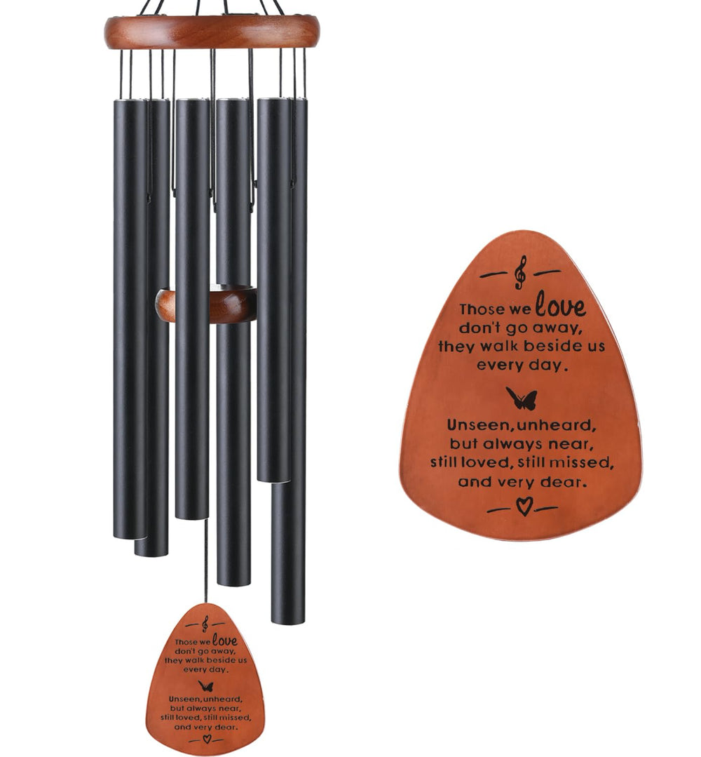 ABEICO memorial wind chime front view showing full 32-inch setup and elegant finish