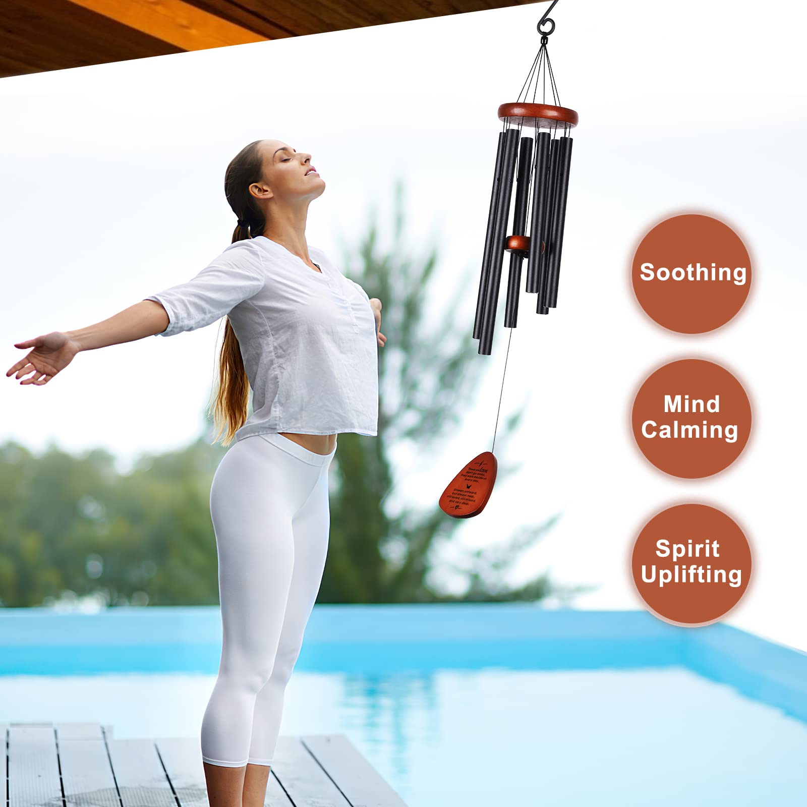 ABEICO wind chime hardware and finish close-up demonstrating weather resistance