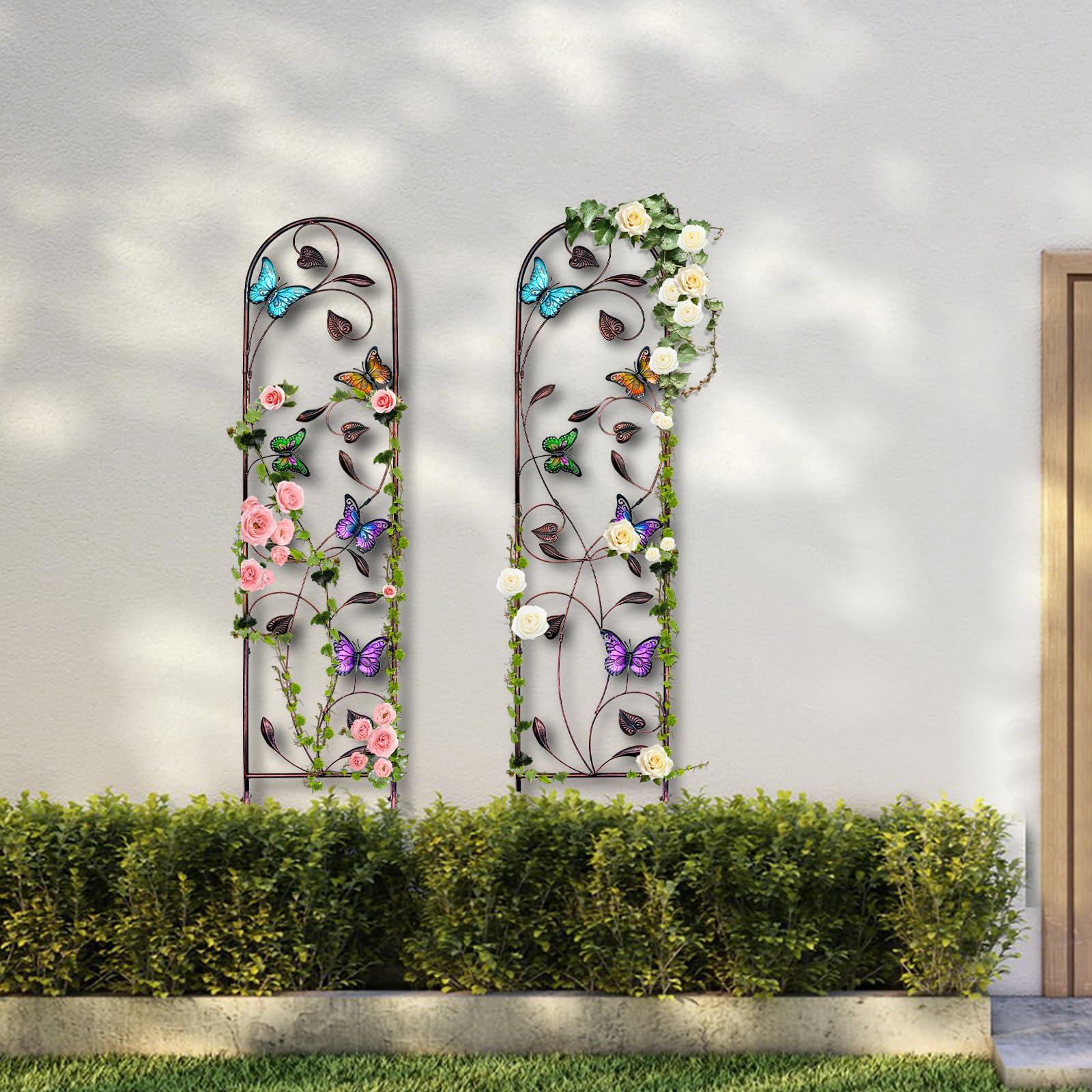 aboxoo trellis mounted on brick wall as decorative support