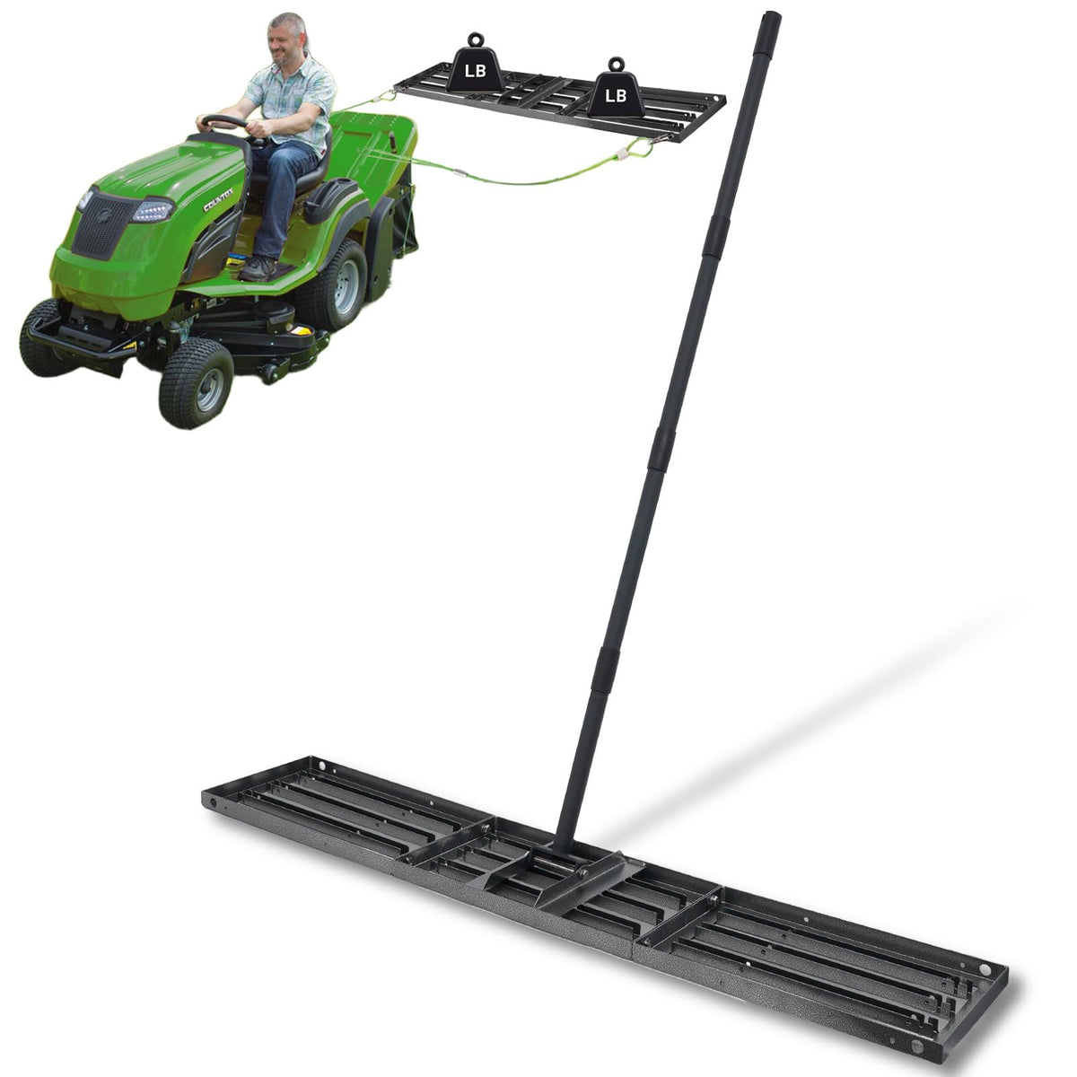 ABtool front view of full 51-inch lawn leveling rake for efficient coverage
