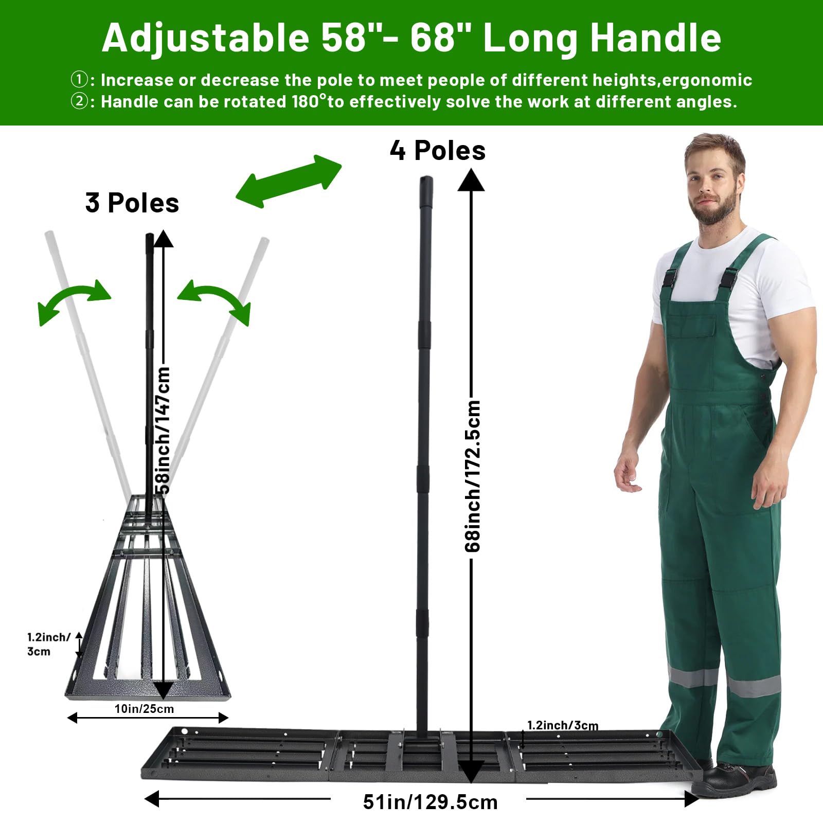 ABtool rake in use smoothing soil to create a more even lawn surface