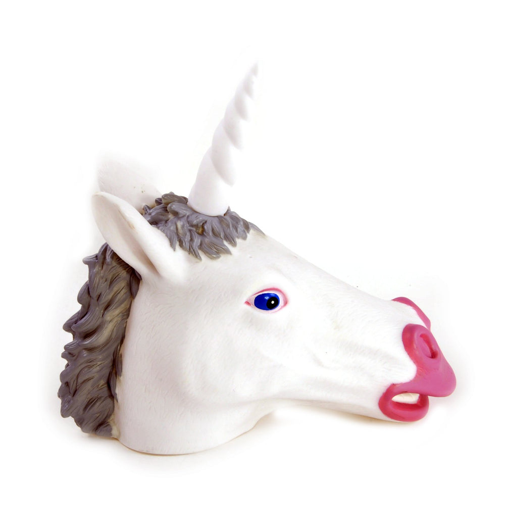 Accoutrements unicorn head front view showing whimsical design and easy hanging