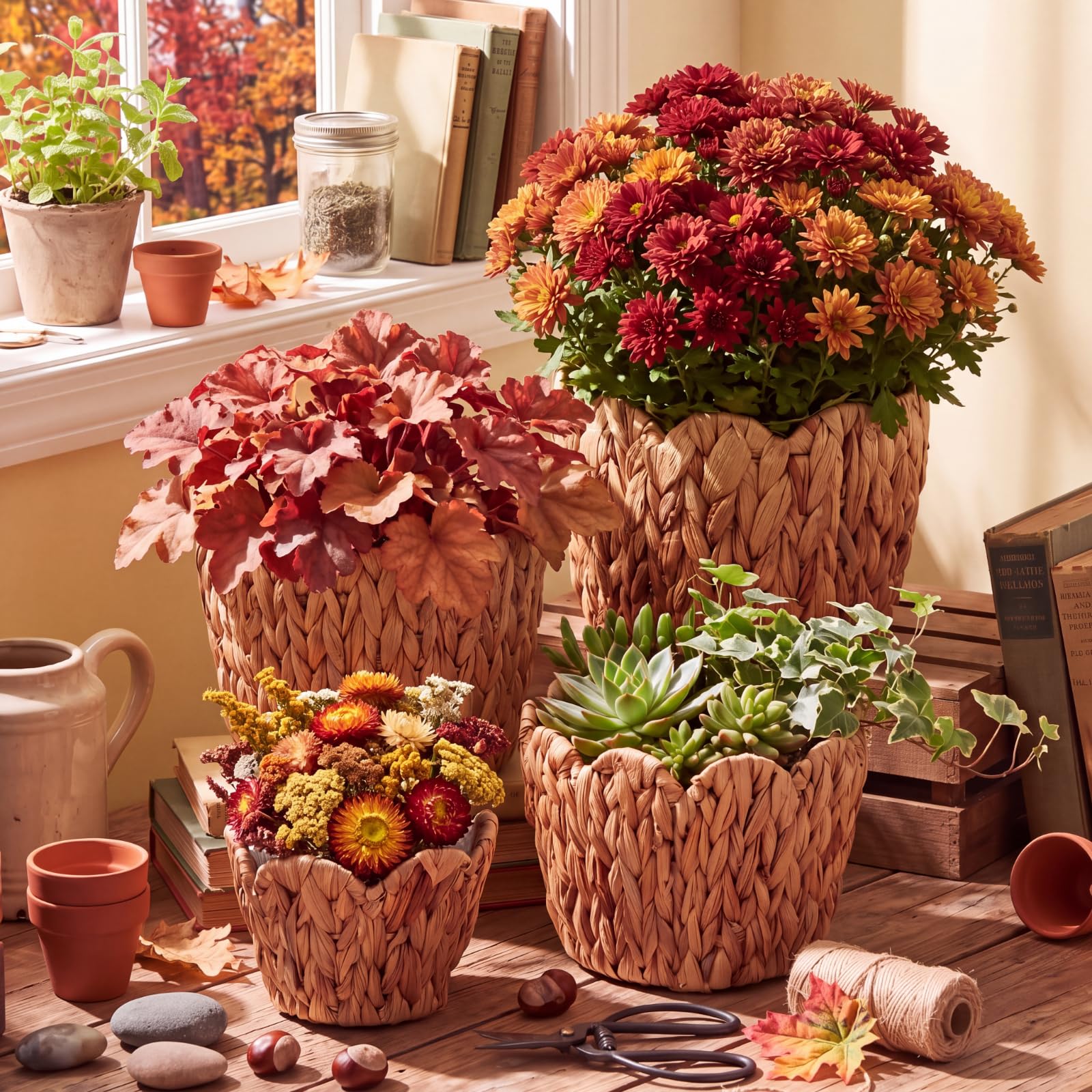 Acellegic arranged baskets by size showing scale and stacking storage benefit