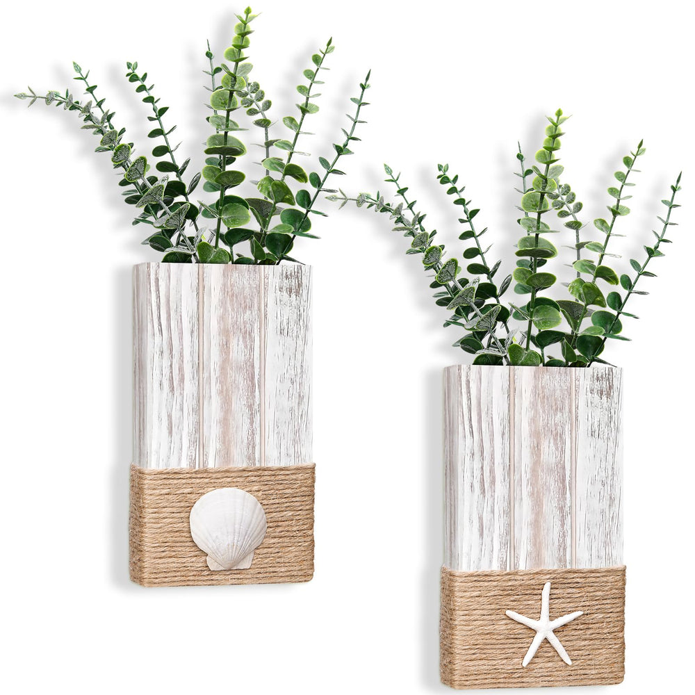 AceOrbit front view of two beach planters showing coastal charm and easy hanging