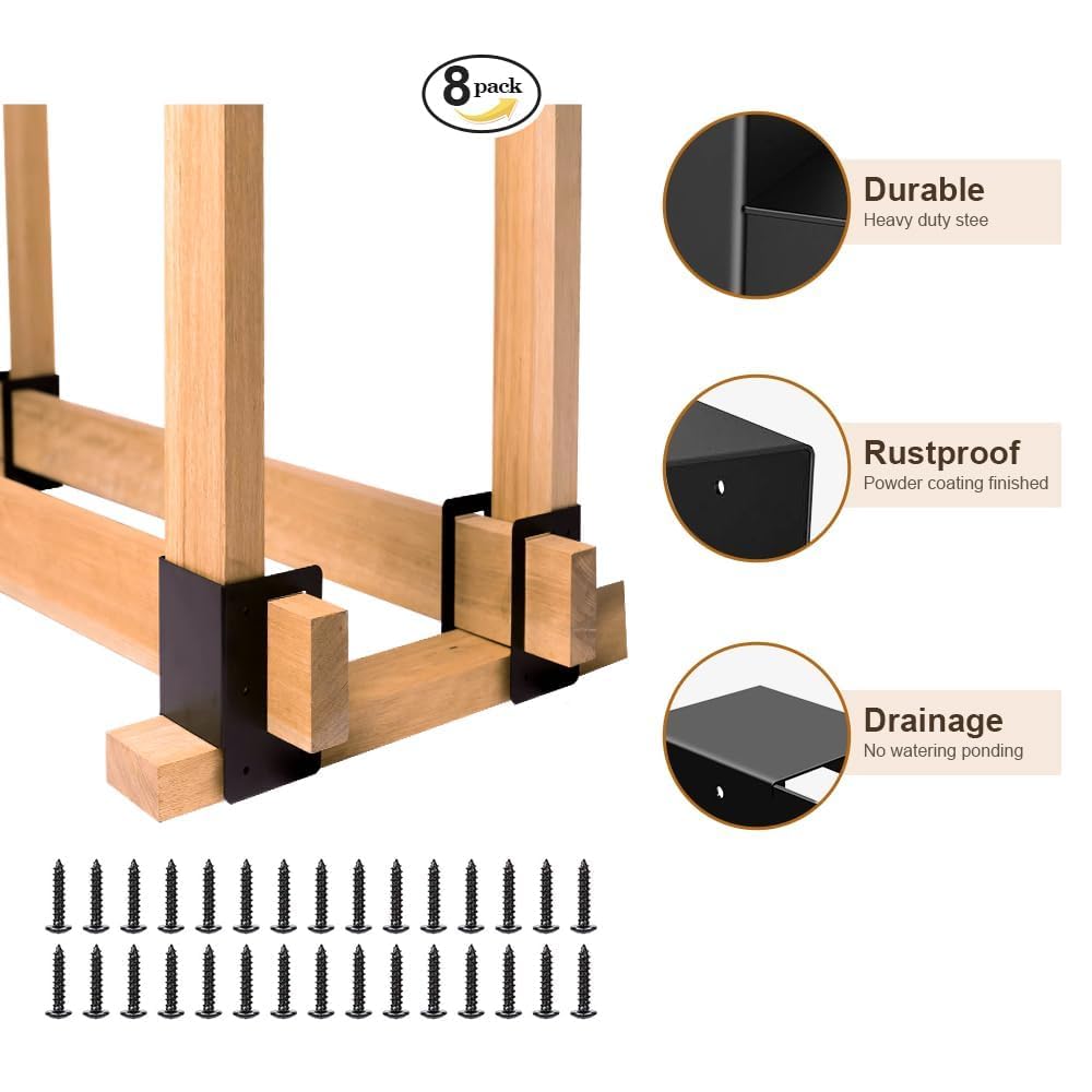 Acheterry installed brackets with 2x4s next to fireplace for neat log storage