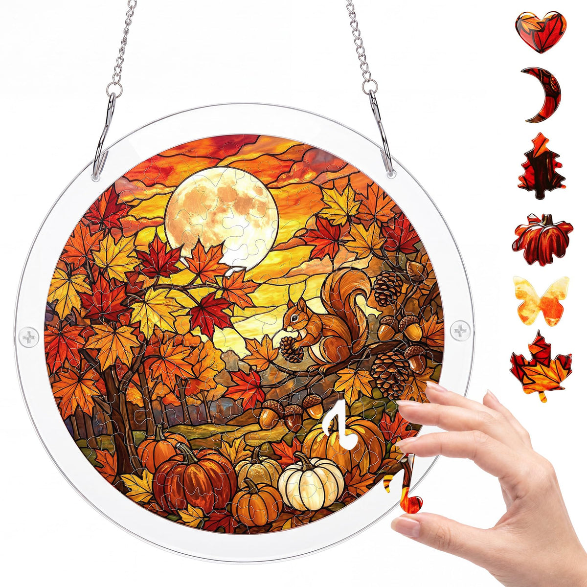 ACOCO front view of autumn maple leaves suncatcher showing vivid colors and pattern benefit