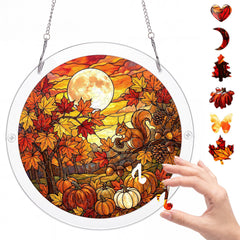 ACOCO front view of autumn maple leaves suncatcher showing vivid colors and pattern benefit
