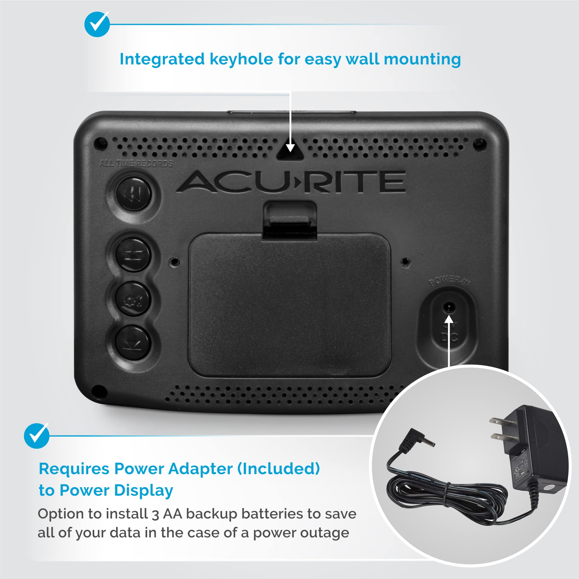 AcuRite sensor battery compartment open for quick battery replacement