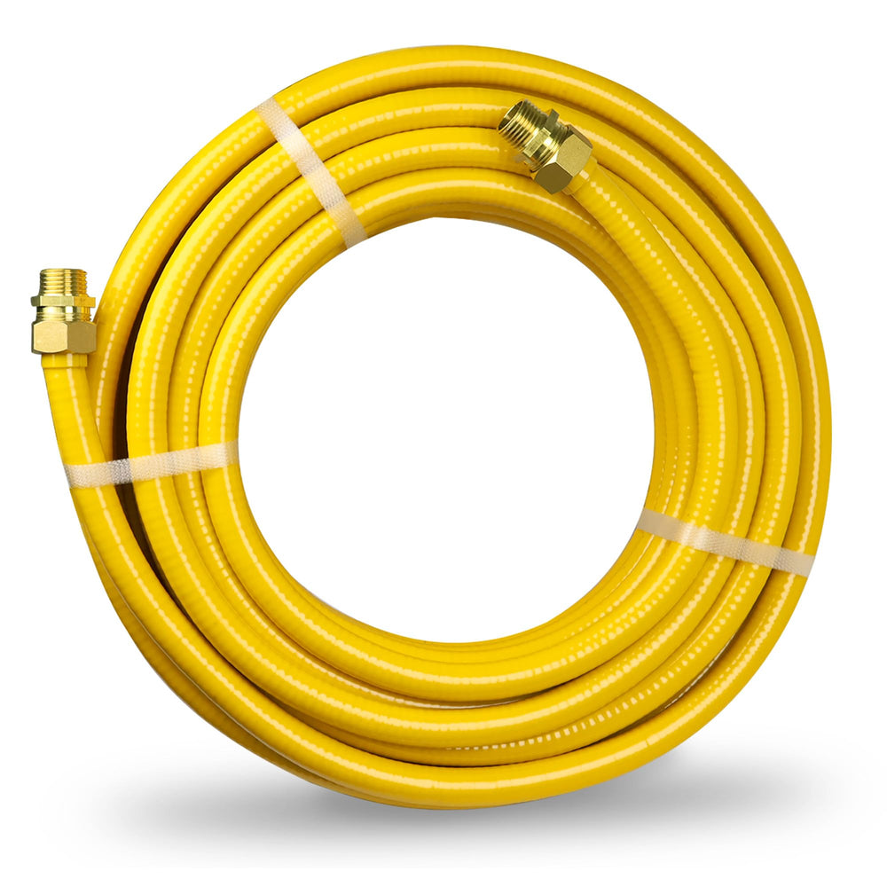 Acyoyava front view of 40FT 1/2" CSST gas line showing packaging and connectors, easy identification benefit