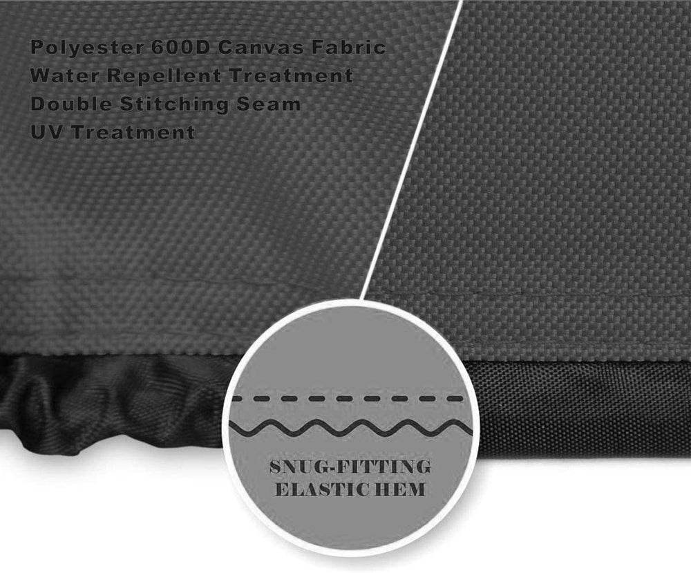 Adamoss elastic drawstring detail at base, secures cover tightly against wind