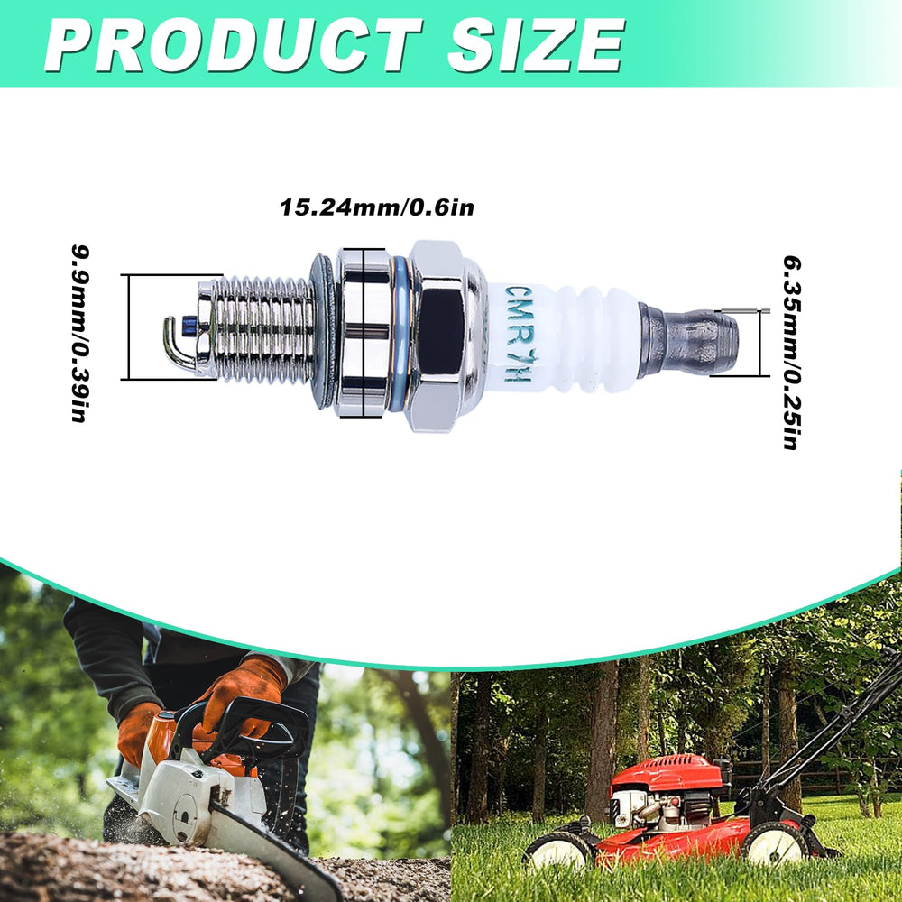 Adefol spark plug beside ruler showing correct size and fitment