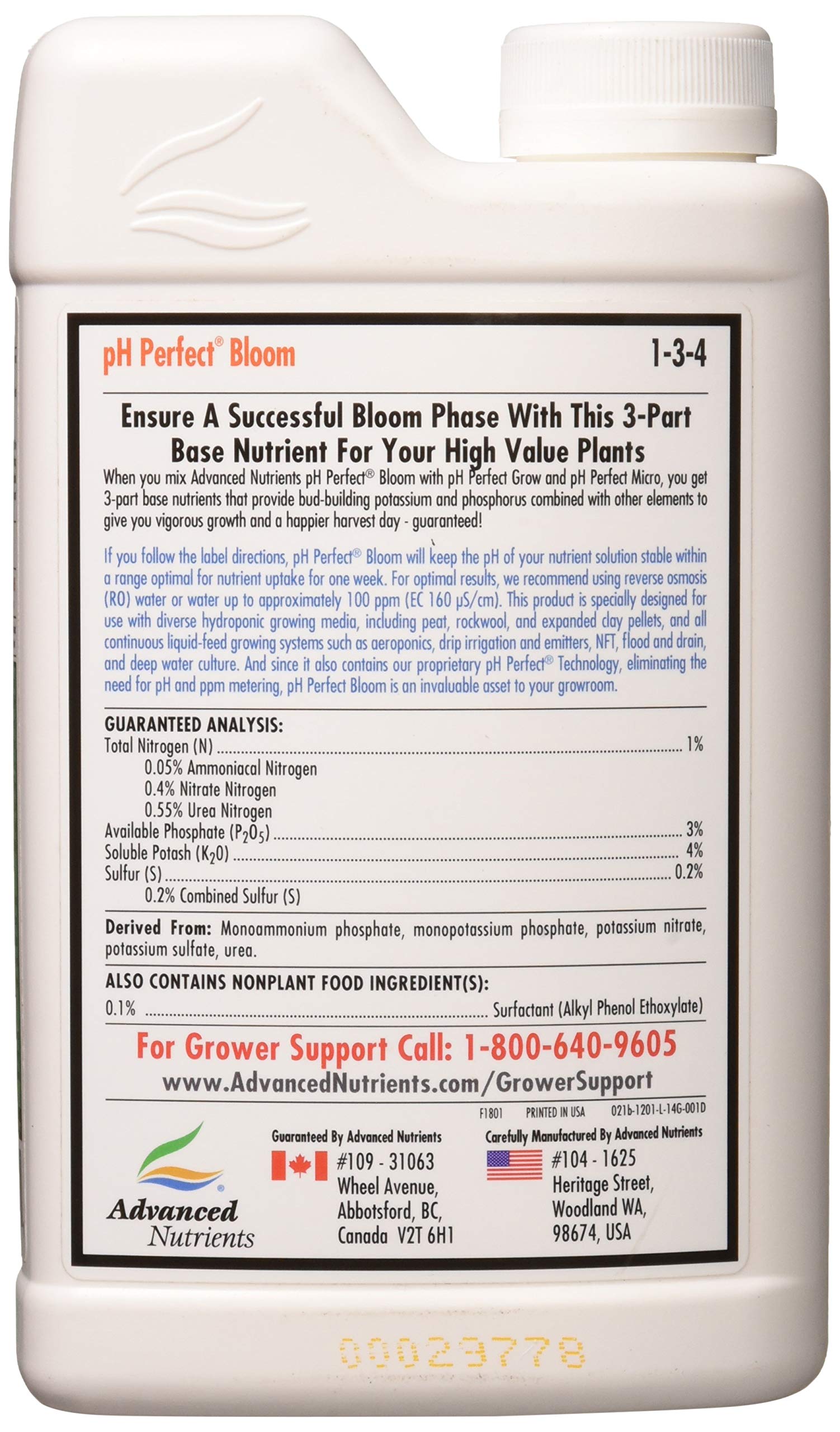 Advanced Nutrients bottle close-up of liquid texture highlighting concentrated formula