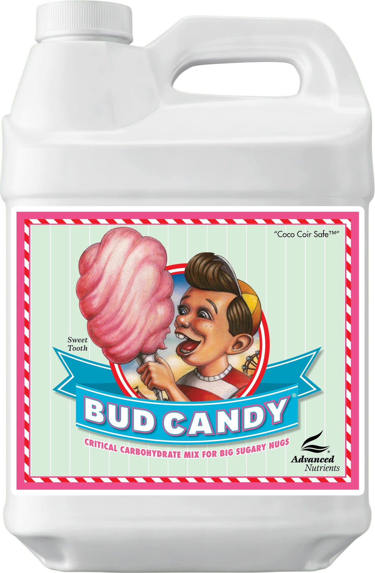 Advanced Nutrients Bud Candy front label, clear use instructions and visual appeal