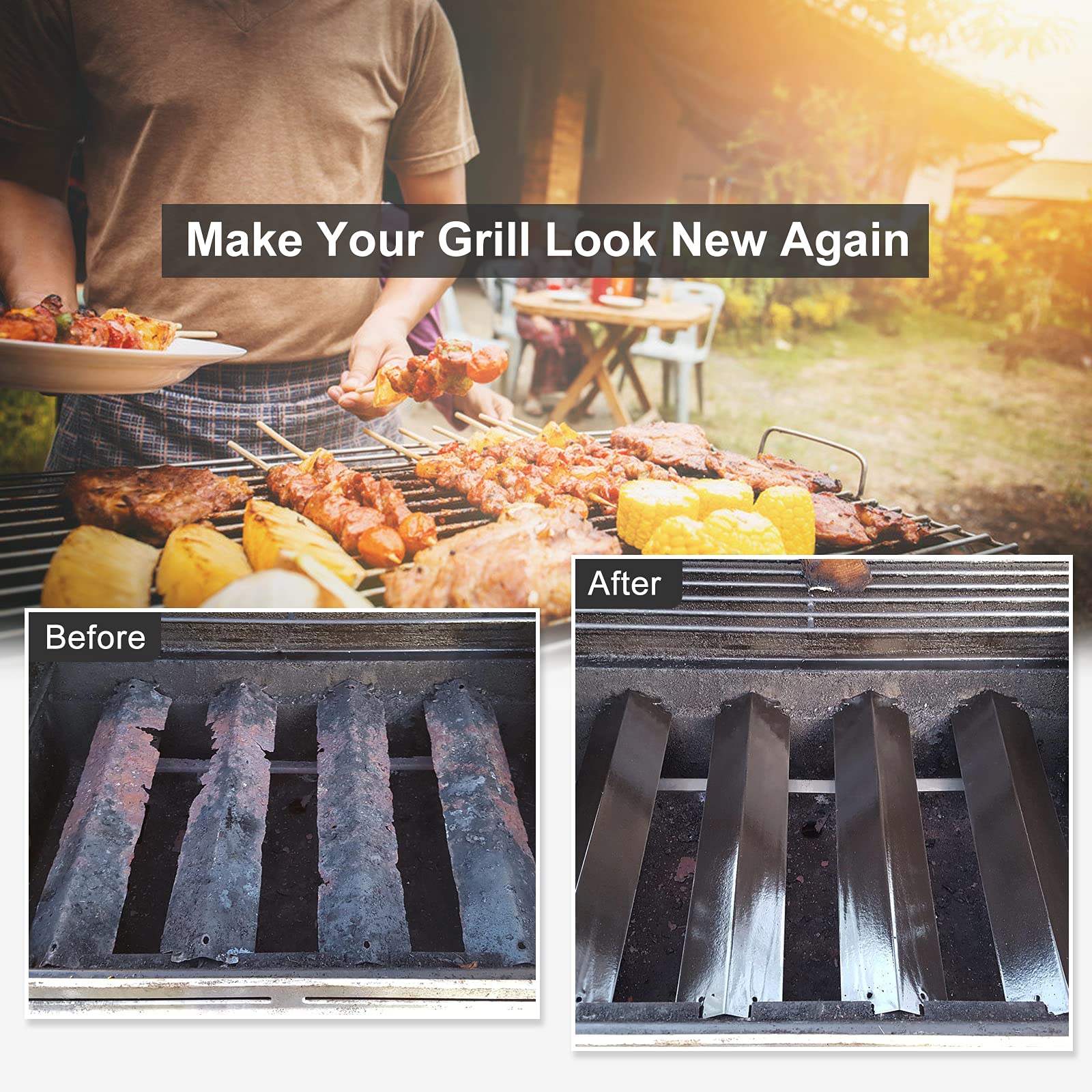 Adviace installed burner inside grill demonstrating improved flame distribution