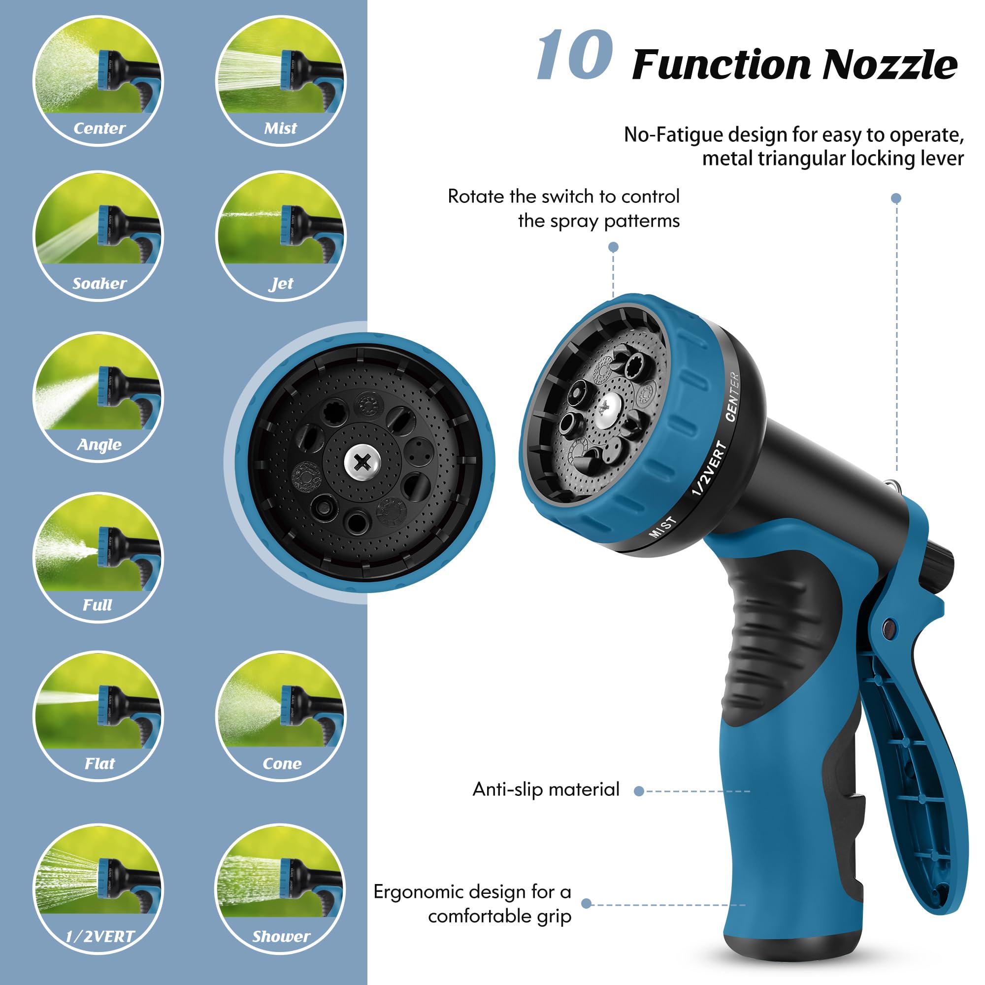 Advinski close detail of 10-function nozzle showing ergonomic comfort and versatility
