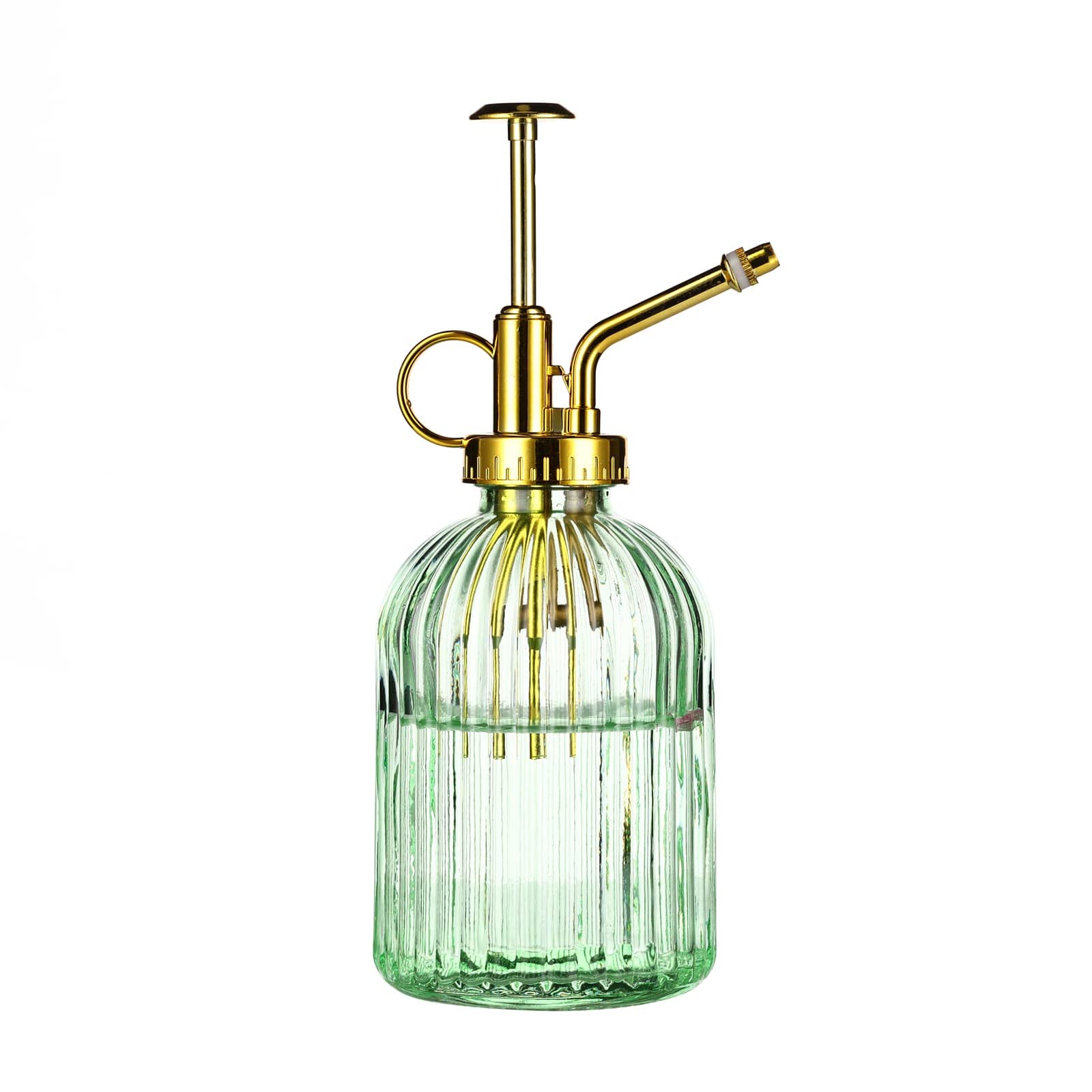 Aebor green and gold mister front view showing elegant design and plant care appeal