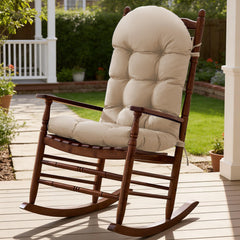 Aegisun front view of beige rocking chair cushion showing full padded support