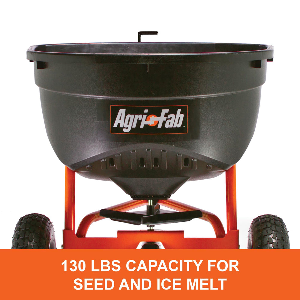 Agri-Fab poly hopper top view with open lid, easy fill and reduced refill time