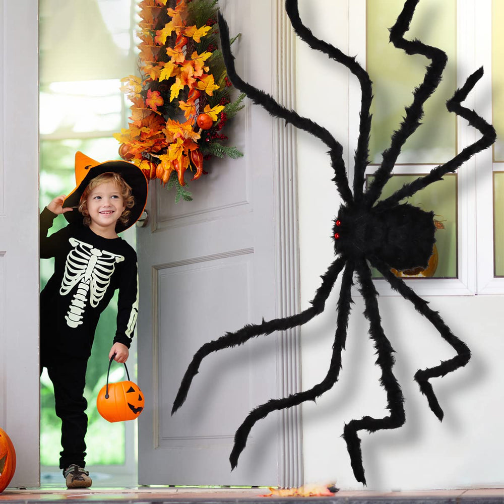 Aiduy spider posed on porch legs bent for secure, terrifying placement