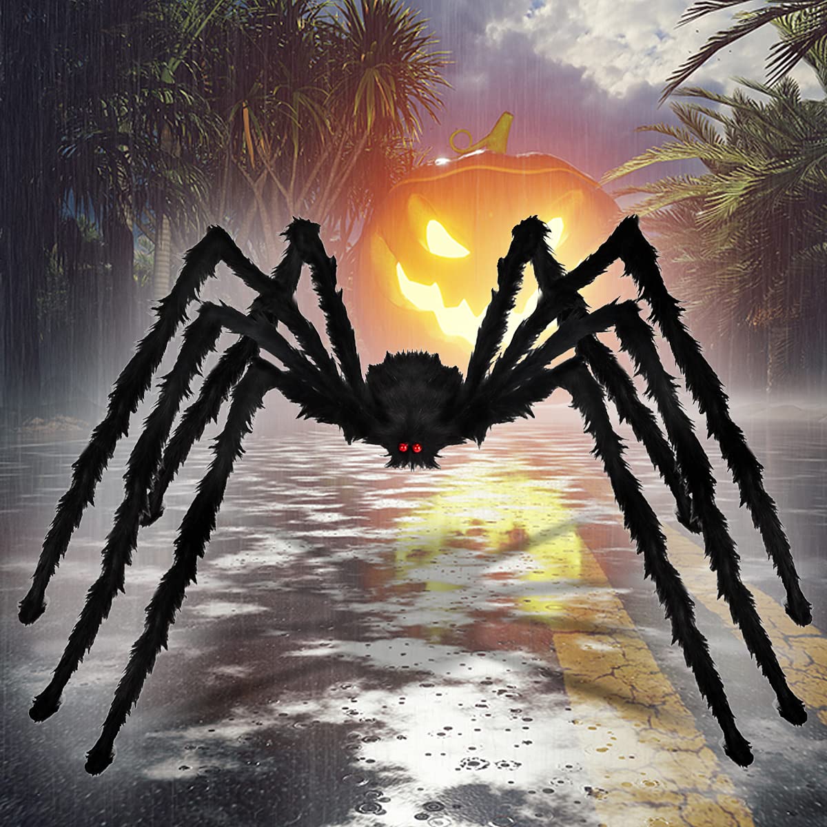 Aiduy spider glowing red eyes at night for eye-catching fright effect