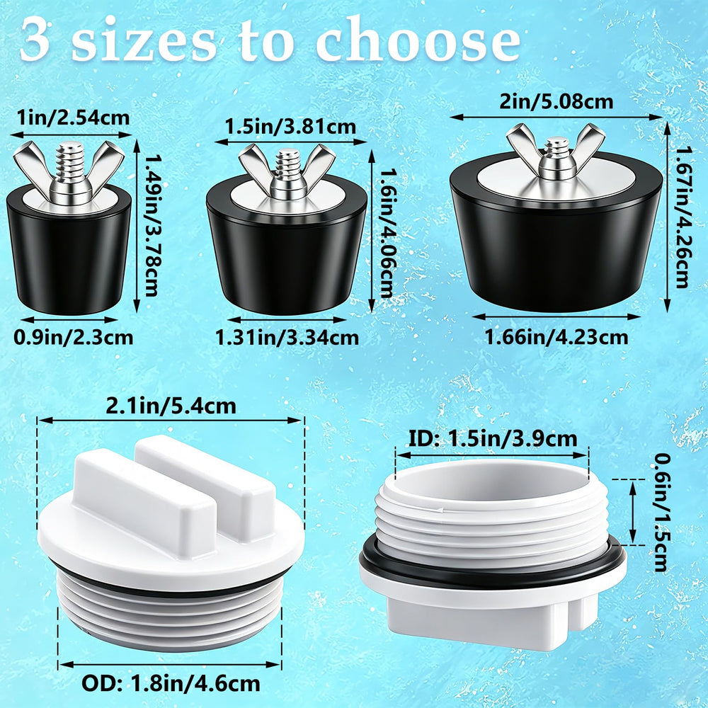 Aienxn size comparison of 1, 1.5 and 2 inch plugs for easy selection