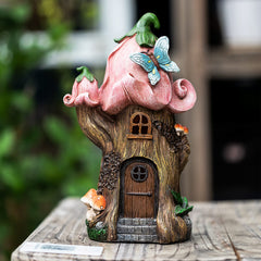 AIINY close-up of gnome house detailing highlighting handpainted finish and visual charm