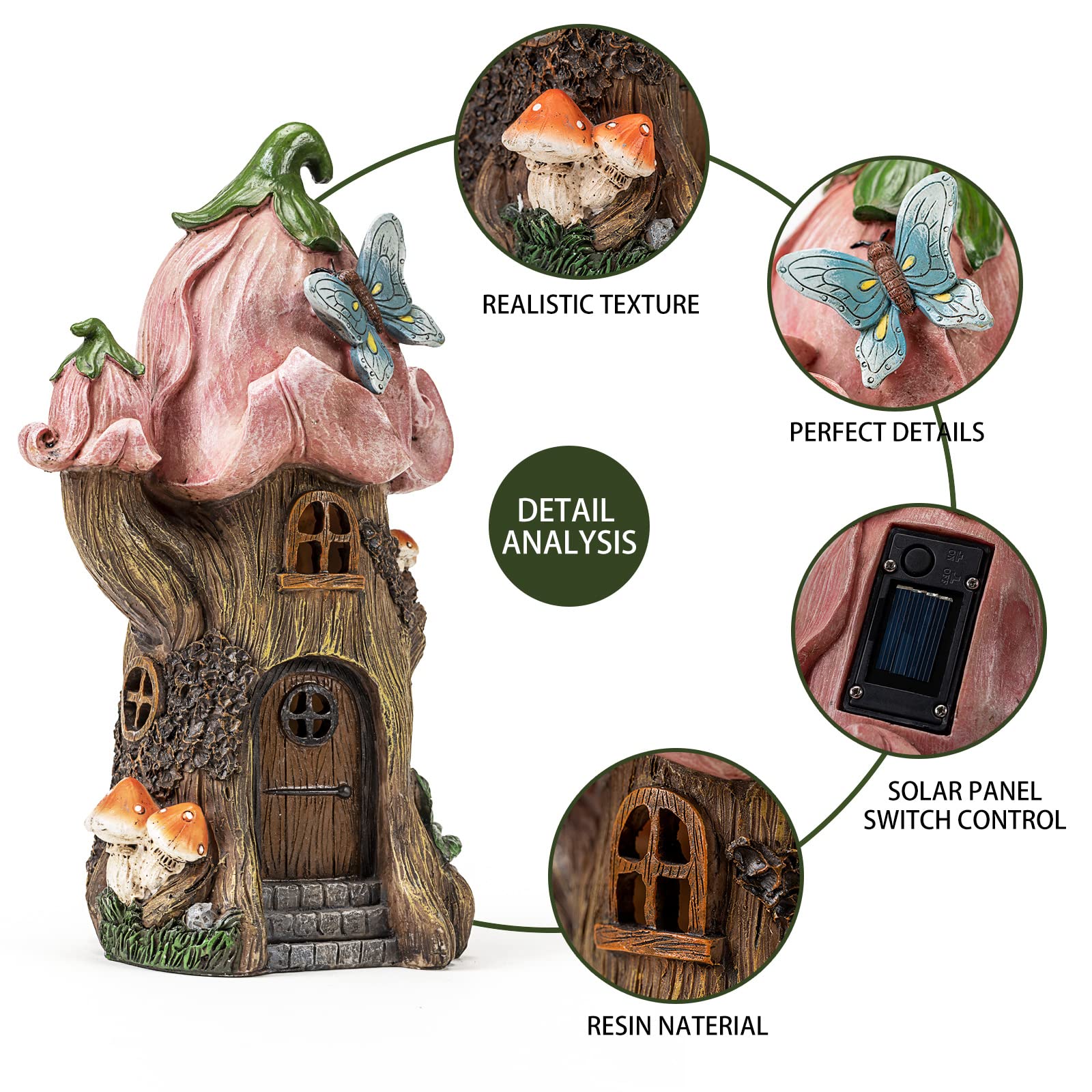AIINY mushroom house styled in a patio garden creating cozy, illuminated outdoor ambiance
