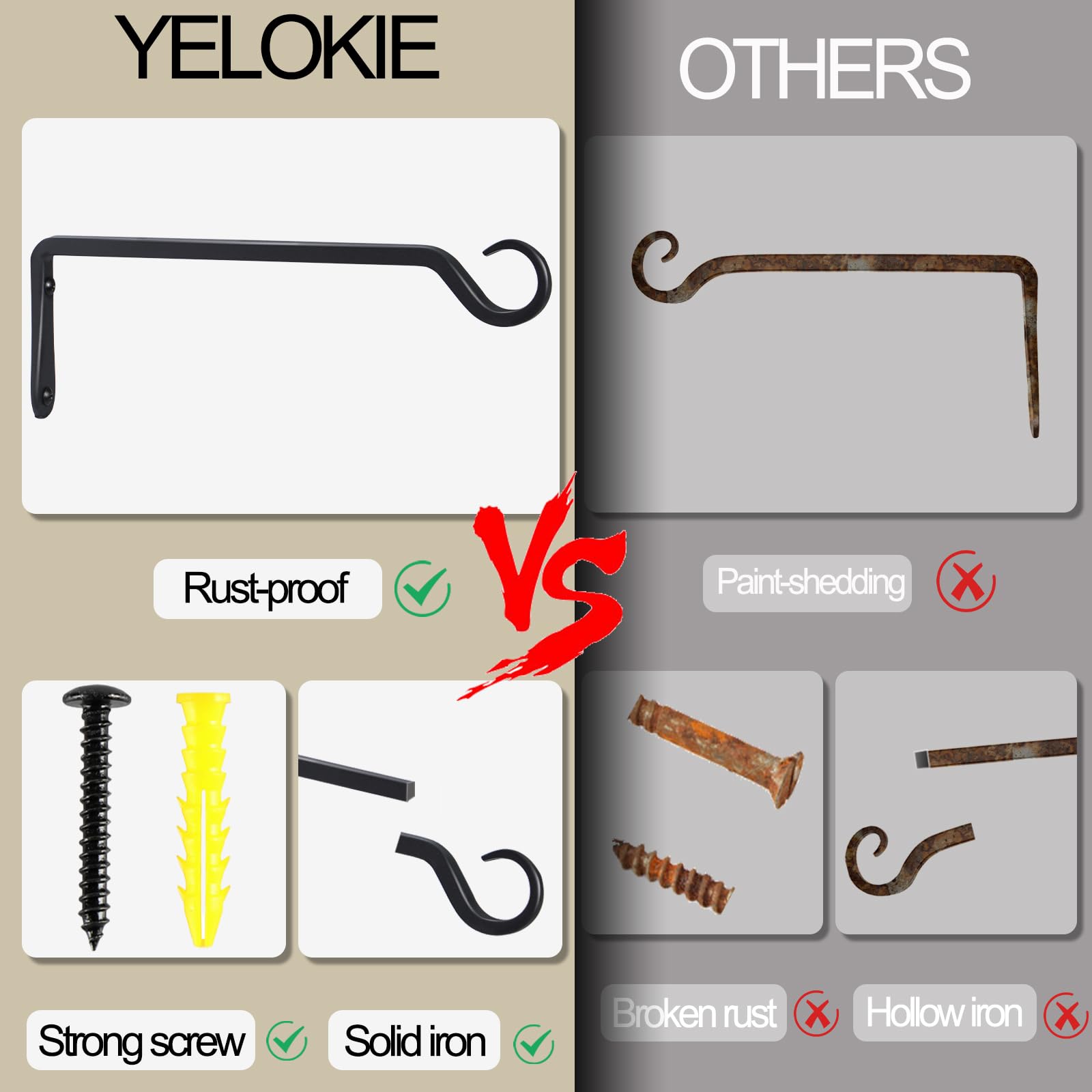 AILIN YELOKIE hook holding a large planter outdoors demonstrating 50 lb capacity