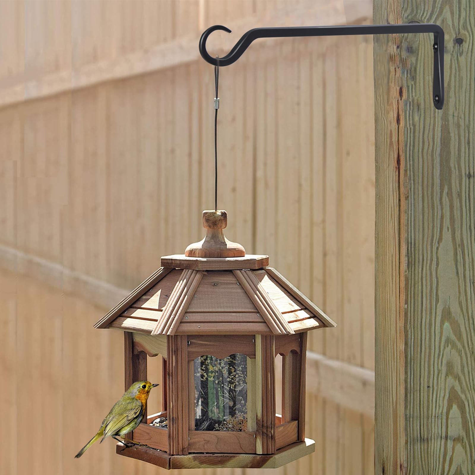 AILIN YELOKIE hanger mounted on wooden deck rail illustrating secure outdoor support