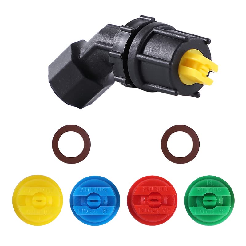 Aimela front view of four 110° nozzles showing different sizes and benefits