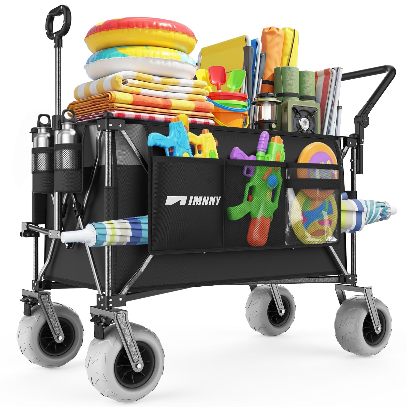 Aimnny front view of wagon open showing roomy 400L capacity and easy loading