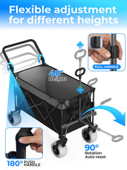 Aimnny handle extended to 48 inches showing ergonomic push and pull benefit