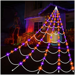 Aitbay front view of triangular spider web creating dramatic yard focal point