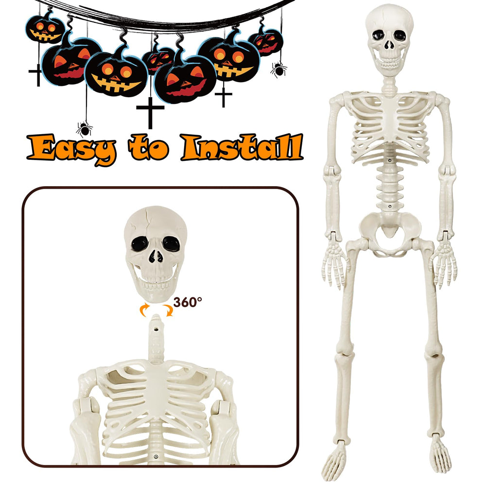 Aitbay human and dog skeletons posed on porch creating eye-catching Halloween entry