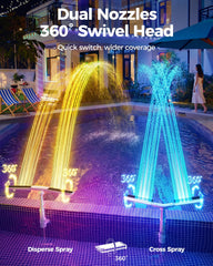 AJOGO multicolor LED lights in pool at night creating festive atmosphere