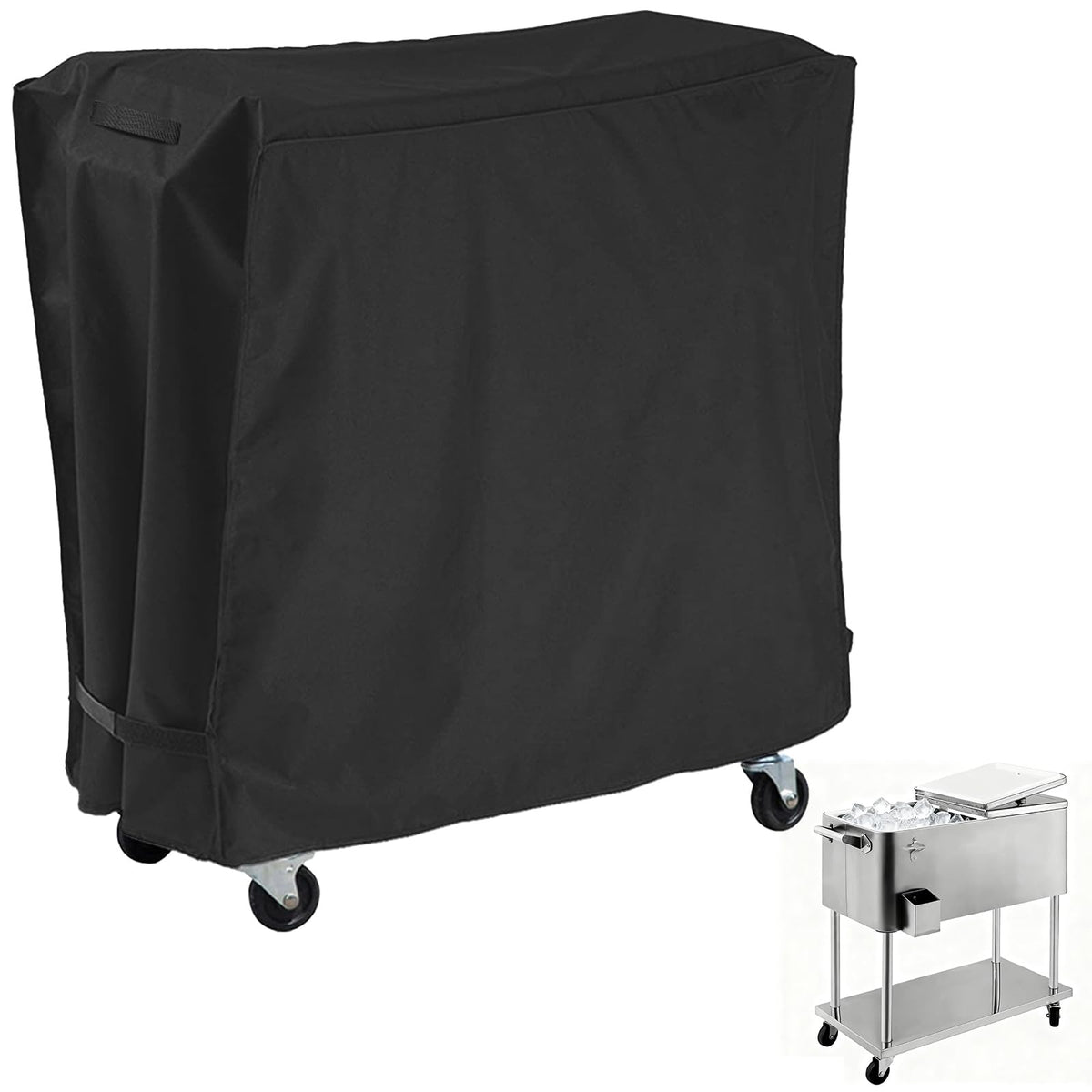 AKEfit front view of cover on rolling cooler protecting from weather