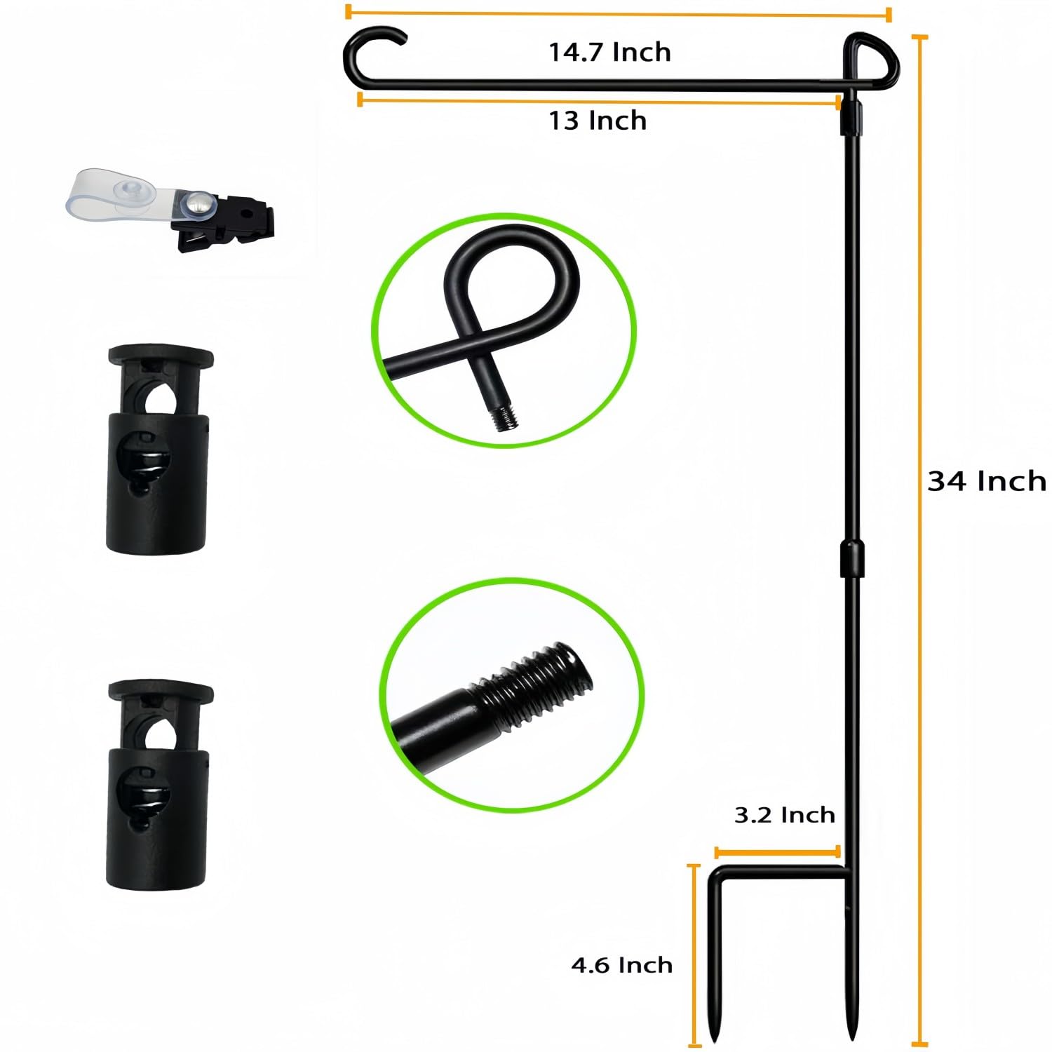 Akeydeco size scale with hand showing pole length and easy handling
