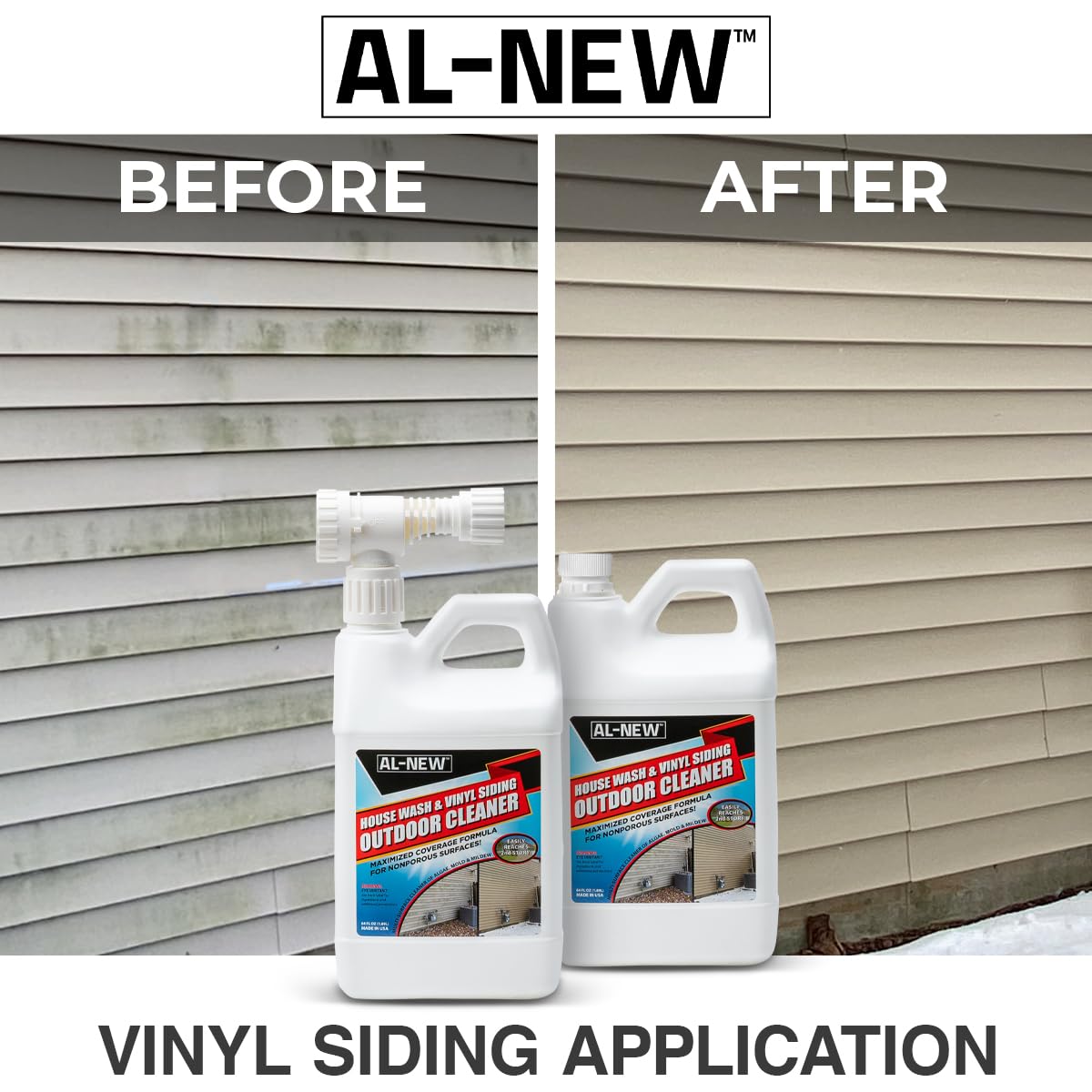 AL-NEW cleaned gutter and downspout illustrating debris removal benefit