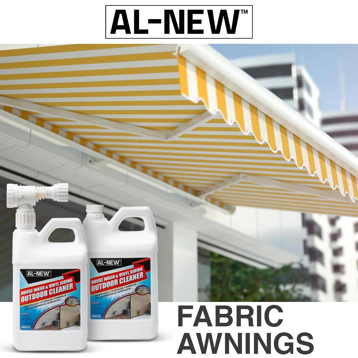 AL-NEW spraying on vinyl siding demonstrating fast stain removal benefit