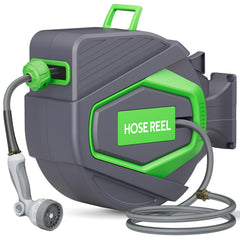 ALAIAL retractable hose reel front view showing compact design and mounting