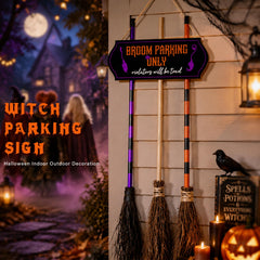 AlevaHive three wooden brooms in natural, black-orange, black-purple for festive color coordination