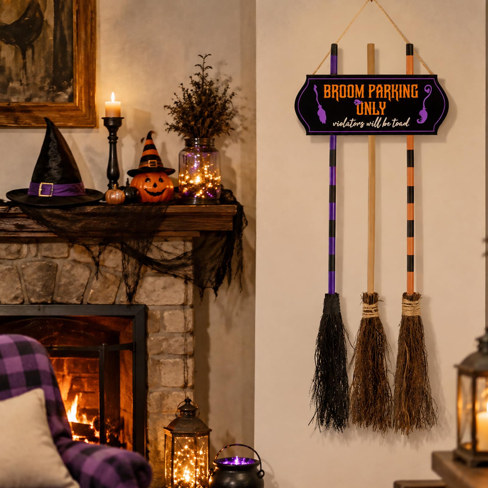 AlevaHive brooms used as photo props at party creating playful photo opportunities