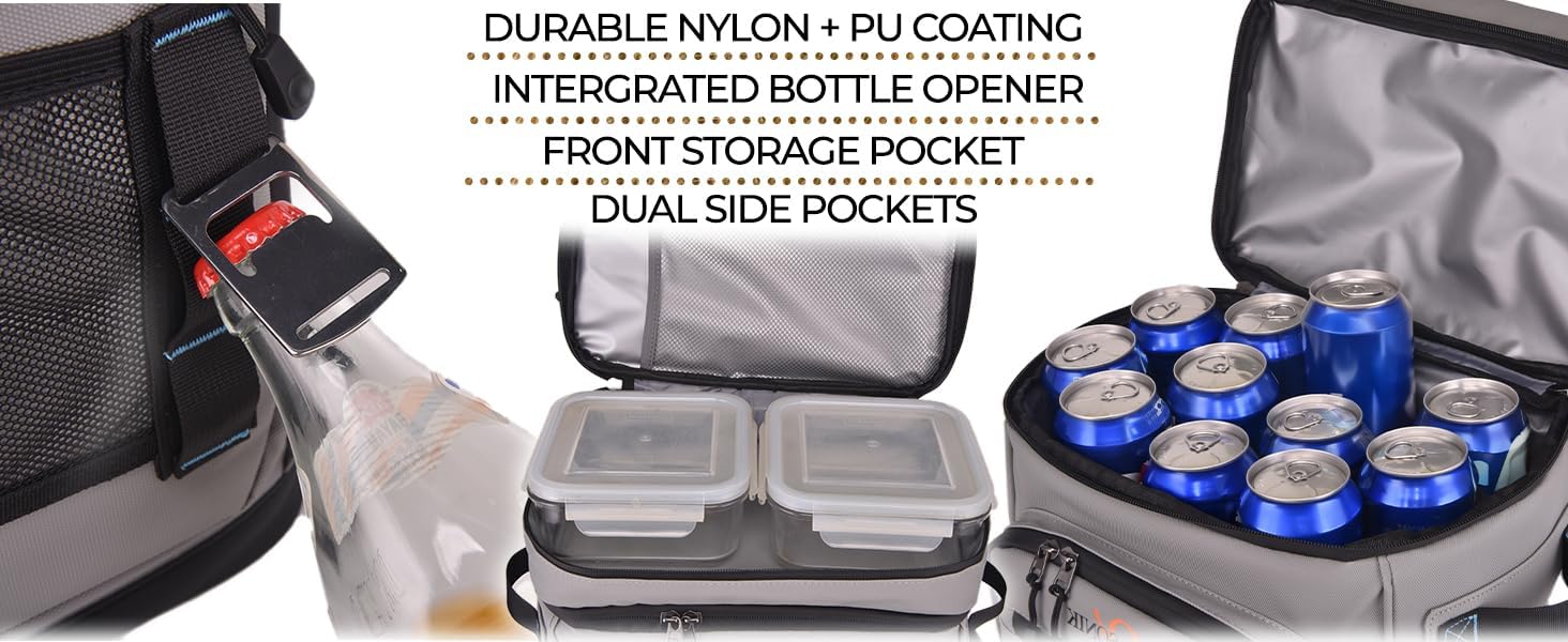 Alphasonik cooler backpack close-up of high-density nylon with PU coating for waterproof protection