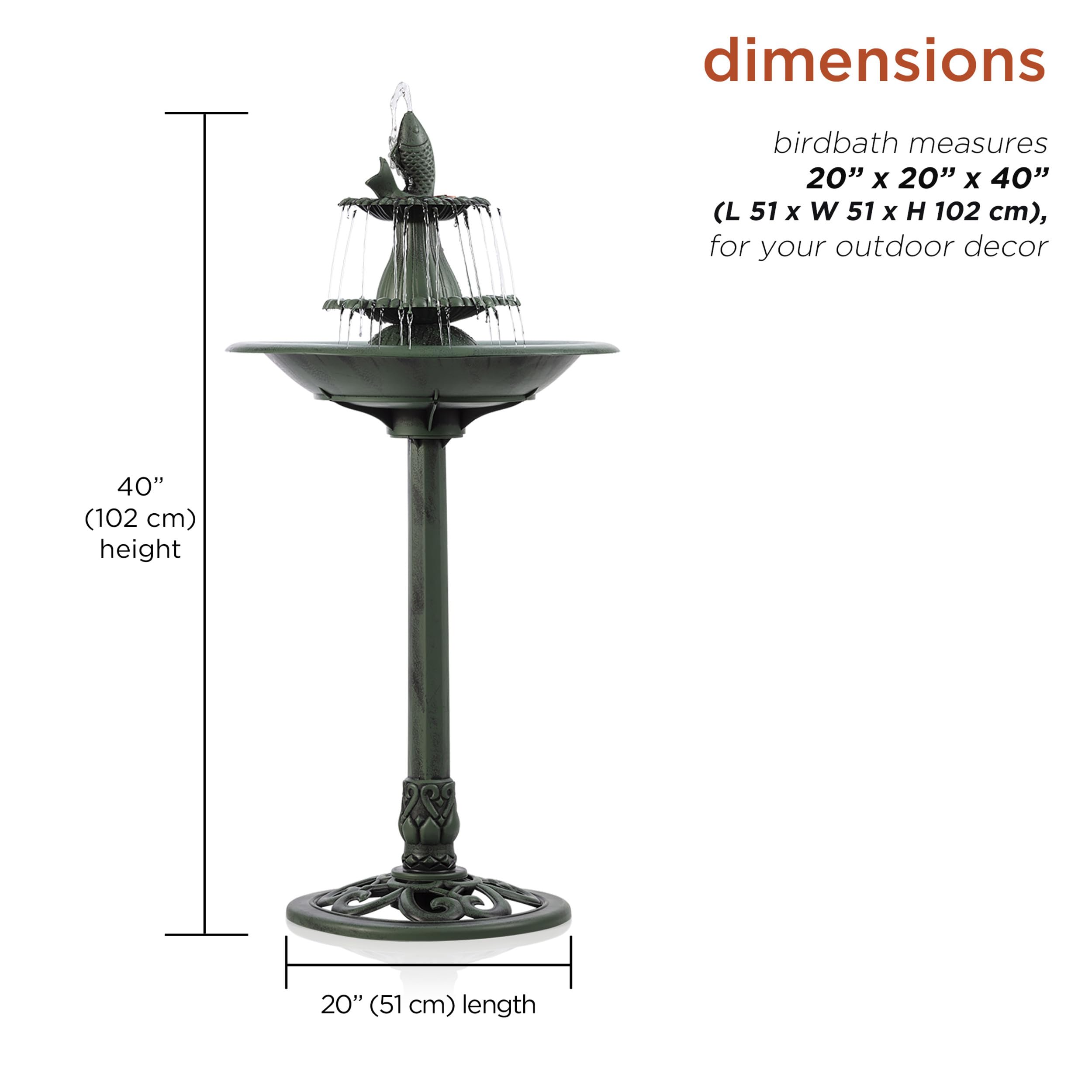 Alpine Corporation top tier water flow demonstrating gentle movement and bird appeal