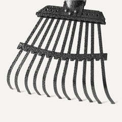 Amazon Basics rake head closeup showing tines for gentle debris removal without damage